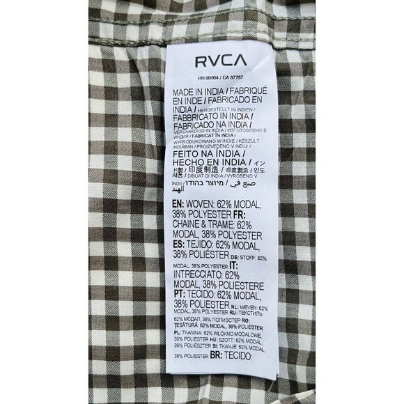 RVCA Lightweight Beat Check Long Sleeve Size L Camp Collar Button Down Shirt - Picture 7 of 10